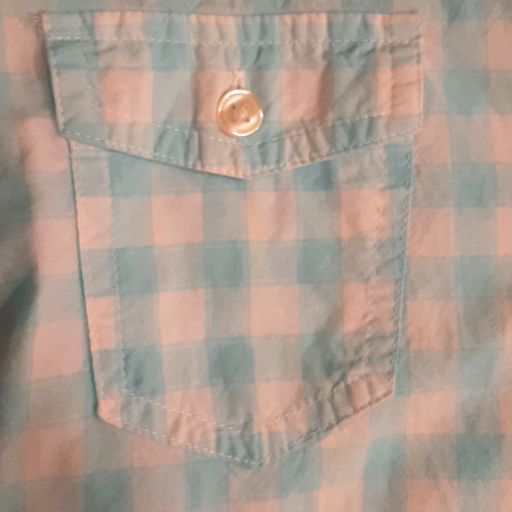 🍋Plaid shirt by old navy summer weight acquamarine in women's small🍋3/$25🍋 - Picture 2 of 5